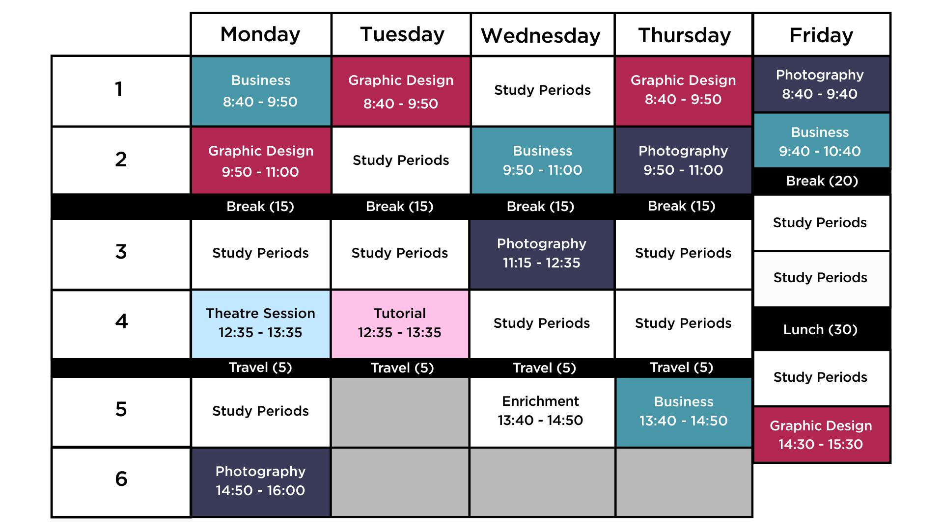 New timetable