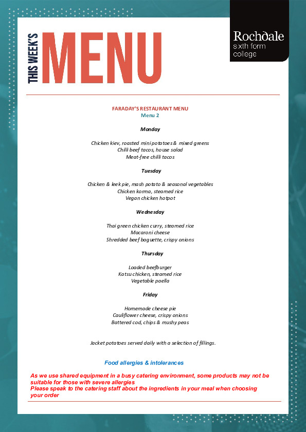 Faradays menu 2 2026